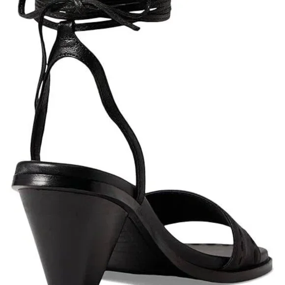 NEW FRYE Leather Estelle Ankle Tie Sandals black for women 567mn - Picture 4 of 10